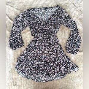 Charlotte Russe Black and Pink Floral Dress Size Medium